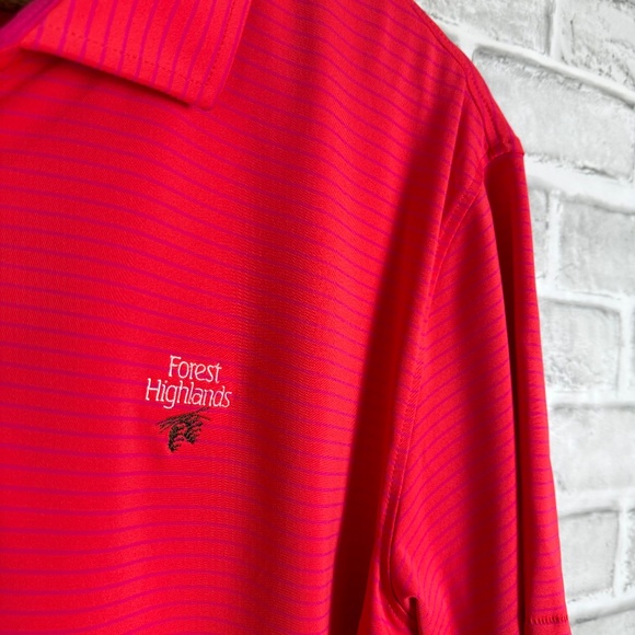 G/Fore x Foest Highlands Vibrant Red / Pink Performance Golf Polo Mens MEDIUM - Picture 3 of 8